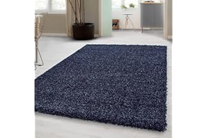 ‎CARPETSALE24 Carpetsale24 Shaggy Hochflor Teppich Wohnzimmer 160 x 230 cm Marineblau - Modern Flauschiger Teppich Extra Weich, Pflegeleicht und Einfarbig - Ideal als für Schlafzimmer, Esszimmer und Küche