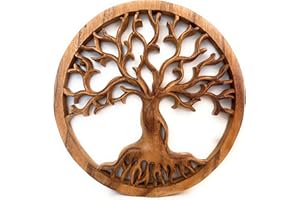 Trintura Lebensbaum Wanddeko Holz – 20 cm Baum des Lebens aus Akazienholz – Wikinger Deko, Wandbild Holz, Wandskulptur, Naturholz Deko, Tree of Life, Wandbild Geschenkidee