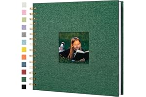 Hiwhy Album photo Scrapbook avec couverture en lin, 20,5 x 20,5 cm, couverture rigide, pages blanches en papier kraft, livre de souvenirs, pour voyage, mariage, livre d'or, Noël (20 feuilles/40 pages)