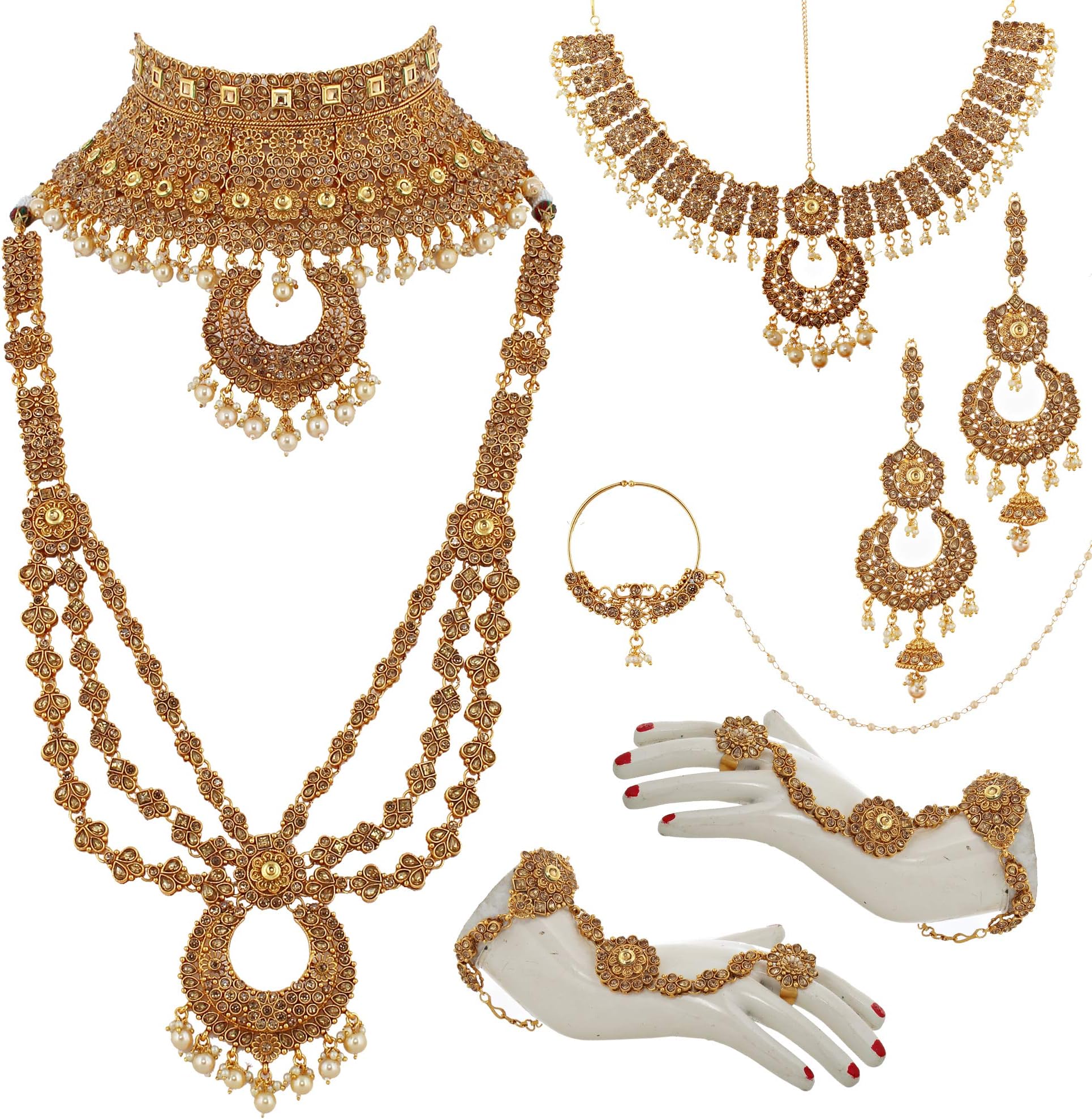 Lucky Jewellery Bridal Dulhan Alloy Gold Plated Jewellery Set for Girls & Women