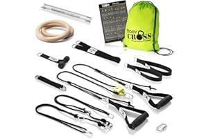 ‎BODYCROSS PREMIUM Schlingentrainer Komplett Set, Made in Germany, geprüft & zertifiziert, 2 Slingtrainer im Krafttraining Set mit Umlenkrolle, Türanker, Befestigung für zuhause und outdoor, 10 Jahre Garantie
