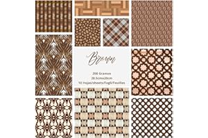 ASENME Set de papier pour scrapbooking, 10 motifs, format A4 Papier (Brun, 10 unités)