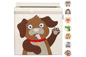 GLÜCKSWOLKE Cajas Almacenaje Infantil - 15 Motivos I Baúl Juguetes I Cubo Organizador (33x33x33) Cuarto de Niños I Contenedor Habitacion Niñas I Cesto Dormitorio Bebe (Perro)