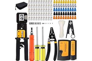MAYLINE-TECH MAYLINE RJ45 Pinza Cirmpatura Strumenti Kit CAT5 CAT6 di Rete Professionali Crimpatrice per LAN Cavi Ethernet RJ11/RJ12 Cat7, Manutenzione del Kit LAN Tester del(grigio)