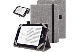 VOVIPO Funda Protectora Universal para Kindle Paperwhite Kobo eReader de 6 Pulgadas, Funda Folio Compatible con BQ Kobo Kindle Sony Pocketook Tolino Ereader de 6 Pulgadas-Grey