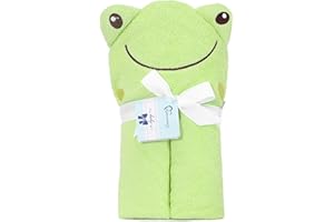 Be Mammy Asciugamano con Cappuccio 100% Cotone Neonato e Bimbo 95cm x 95cm BE20-272-BBL (Verde - Rana)