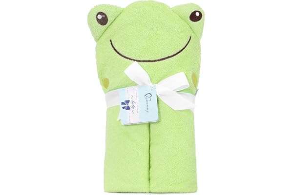 Be Mammy Serviette à Capuche en Coton Bébé 95cm x 95cm BE20-272-BBL (Vert - Grenouille)