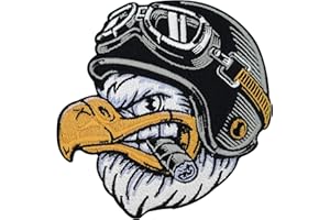 Finally Home Toppa termoadesiva per gilet in pelle, con aquila e sigari, da motociclista, da applicare con ferro da stiro, per uomo