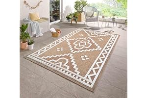 RUGS BY DESIRE Harper Outdoor Rug Diamond Pattern Water Resistant Garden Rug Indoor Outdoor Area Rugs for Garden, Patio, Deck, Beach, Picnic, Backyard, Cream, 120x170 cm