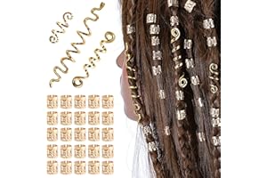 XCSJ Dreadlock Schmuck Haarspiralen Clips Haar Geflecht Ringe, Verstellbar Metall Cuffs Haar Dreadlocks Zubehör Manschetten Set Für Männer Und Frauen -28Pcs (Gold)
