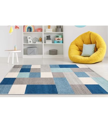 Tappeto Geometrico Grigio A Pelo Corto 80x150cm – Antiscivolo E Lavabile In Lavatrice