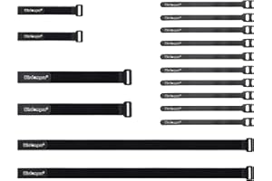 Wisdompro Klett Kabelbinder Schwarz 16 Stück, Klettband Kabelbinder Wiederverschließbar, Kabelbinder Set zum Organisieren von Kabeln