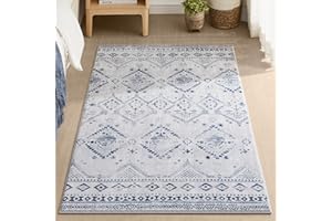 SONGMICS HOME Alfombra, 91 x 153 cm, Alfombra Antideslizante, Decoración del Hogar, para Salón, Dormitorio, Lavable a Máquina, Estilo Moderno, Azul Medianoche TAR021Q01V1