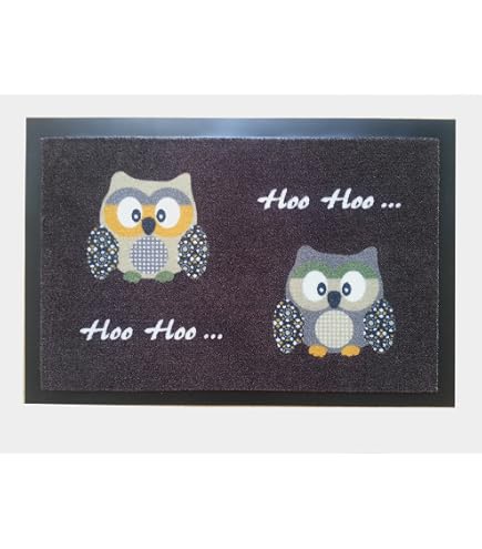 Relaxdays Kokosfußmatte Mit Eulen-Motiv, 40x60 Cm – Rutschfeste Schmutzfangmatte Für Drinnen & Draußen