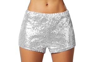 dressforfun 900996 Damen Pailletten Glitzer Shorts, sexy Kurze Hose Shorts