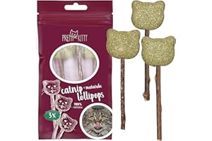 Catnip Cat Toy: 3 Catnip Toys for Cats – Lollipop with Matatabi Stick – with Dental Cleaning Chew Stick – Cat Nip Toys PRETTY KITTY