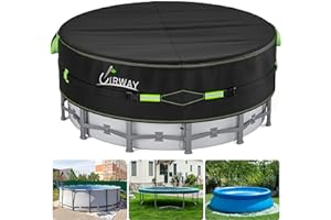 UIRWAY 458 cm poolskydd, 420D vinterskydd för pooler över jorden, UV-skydd poolpresenning med dragsko och golvspikar för stab