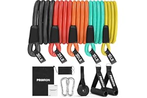 PROIRON Resistance Bands Set 14 Pieces Anti-Snap Resistance Band Exercise with Handles, Door Anchor, Ankle Straps, Training Manual and Carrying Bag