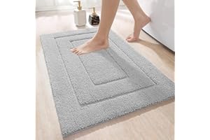 DEXI Alfombra de Baño Antideslizante 50 x 80 cm, Súper Absorbente, Alfombras de Microfibra Ultra Suave y Cómoda, Lavable a Máquina, Gris Claro