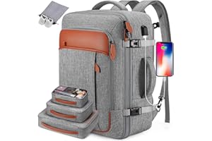 Roadcheer Handgepäck Rucksack Flugzeug, 42L Reiserucksack Herren Travel Backpack für 17 Zoll Laptop, Wasserdichter Reiserucksack Erweiterbarer, Carry On Luggage für Geschäftsreise & Arbeit