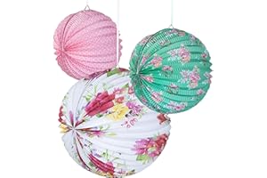 Talking Tables Afternoon Tea Decorations Truly Scrumptious Floral Paper Lanterns for Birthday Party, Baby Shower, Wedding and Anniversary, 3 Sizes, Pack of 3, Pastel Colours