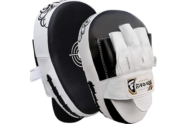 Farabi Sports Patte d'ours Boxe Cuir Courbé Pattes d'ours de Boxe - Patte d'ours MMA Muay Thai Entraînement Kickboxing Arts Martiaux Pate d Ours Boxe