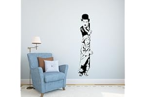 Adesivo4You ® adesivo murale Charlie Chaplin: il monello" wall sticker Vinyl decal adesivo prespaziato in vinile design arredamento per decorazioni pareti e muri (MEDIUM 24 X 95 CM.)