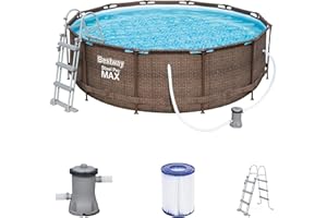 ‎BESTWAY Bestway Steel Pro Max Frame Pool Set, Round, with Filter Pump & Safety Ladder, 366 x 100 cm
