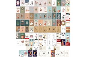 Bear and Bee 100 Weihnachtspostkarten, 100 verschiedene Motive - Weihnachtspostkarte Weihnachtskarten Postkarten (Blanko Rückseite)