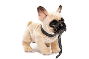 Uni-Toys - Bulldog francés con Correa - 27 cm (Longitud) - Perro - Mascota - Peluche