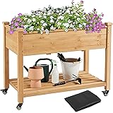 Yaheetech Fioriera/Aiuola Rialzata da Esterno Balcone Orto Letto Rialzato da Giardino per Piante in Legno Abete Naturale con 