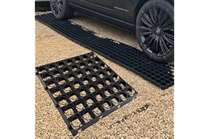 STORM TRADING GROUP Plastic Paving Driveway Grid For Turf Grass Lawn Shed Greenhouse Base Path Paver Gravel Protector Drainage Mat (8 Grids)