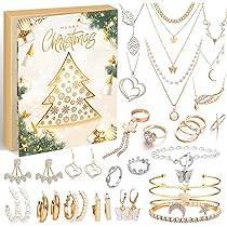 Calendrier De L'Avent Bijoux 2025 - 24 Surprises Bracelets, Colliers, Boucles D'Oreilles Pour Femme & Ado - Cadeau Noël Maman, Fille, Amie