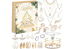 ZJTAPE Calendario Adviento de Joyas 2025 - Calendario de Navidad para Mujeres, 24 Sorpresas Pulsera Collar Anillo Pendientes, Calendario Cuenta Atrás, Regalo Navidad para Señoras Adolescentes Buena Amiga