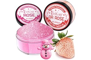 Paillettes Comestibles - Fidton Colorant Alimentaire Poudre 2 Couleurs, Decoration Gateau Comestible pour Fondant, Macaron, Paillette Alimentaire pour Cocktail, Luster Dust Or Rose et Rose - 5 g
