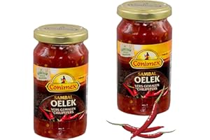 Conimex Sambal Oelek - Set da 2 di paste con peperoncino indonesiano, salse, spezie, piccanti, 375 g