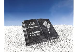 GRABSTEIN-GESTALTUNG.DE Grabstein Buch Bahama Blue 50x40x10 cm inklusive Gravur