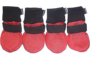 Vibrant Fellow Paw Protector Dog Boots Breathable Protective and Skid-proof Colour Red Set of 4 Size M