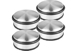 ‎HRB HRB Türstopper 4er Set, Edelstahl massiv - Schwerer Türstopper Boden 1,2 Kg/Stk., Door Stopper im modernen Design versehen mit Gummiring zum Schutz der Türen