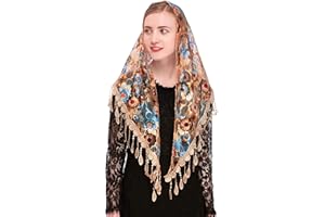 PAMOR Mass Veil Triangle Mantilla Cathedral Head Covering Chapel Veil Lace Shawl Latin Scarf