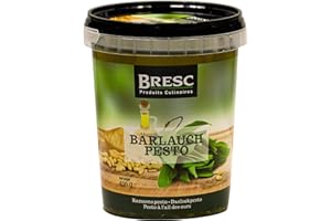 Bresc Bärlauch Pesto - 2x 450g - grünes Pesto aus Bärlauch, Basilikum, Pecorino, Pinienkernen, Sonnenblumenöl und Olivenöl, geschmacksintensive Kräutermischung, kalt und warm genießbar