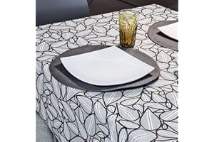 Manifattura Tessile - Tovaglia Antimacchia Cotone Resinato Liquidproof - Nero, Ovale x10 240