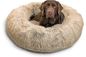 Best Friends by Sheri The Original Calming Donut Cat and Dog Bed in Shag Fur Taupe, Large 36x36
