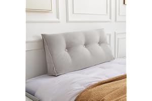Dorifine Kissen Bett Rückenkissen, Lesekissen für Bett, Dreieckiges Rückenlehne Kissen, Rückenpolster Wand mit abnehmbarem Bezug, Werden als Kopfteil, Sofa Rückenkissen, 60 x 50 x 20 cm, Grau