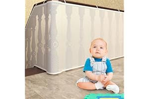 AMO NENES 6m*0,9m Siatka bezpieczeństwa dla dzieci, poręcz balkonowa, stabilna siatka ogrodzeniowa dla dzieci, zwierząt domowych, zabawka na patio, z nylonową liną, sznurkiem do ściągania, klamrą podłogową