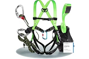 FLG SAFETYTEC ARBEITSSICHERHEIT FLG Safetytec Fallschutz Komplettset - 2-Punkt Auffanggurt mit 10m Verbindungsmittel und 2m Bandschlinge für maximale Sicherheit bei Höhenarbeiten gem. EN353 / 361/795