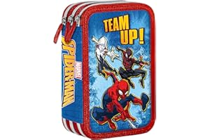 FCP Astuccio Scuola 3D Spiderman Marvel, 3 Zip, Portacolori Pennarelli Giotto - SP0794