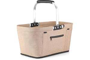 Yeabett 30 l vikbar shoppingkorg med 4 stödstänger | stabil bärkorg och picknickkorg | stor hopfällbar korg för familj (46 x 27 x 25 cm)