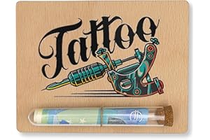 ZUKLA Verpackung für Geldgeschenke Tattoo/Tätowierung - 13 x 10 cm - mit Reagenzglas - Geldgeschenk Verpackung Holz - Tattoo Gutschein Geschenkbox