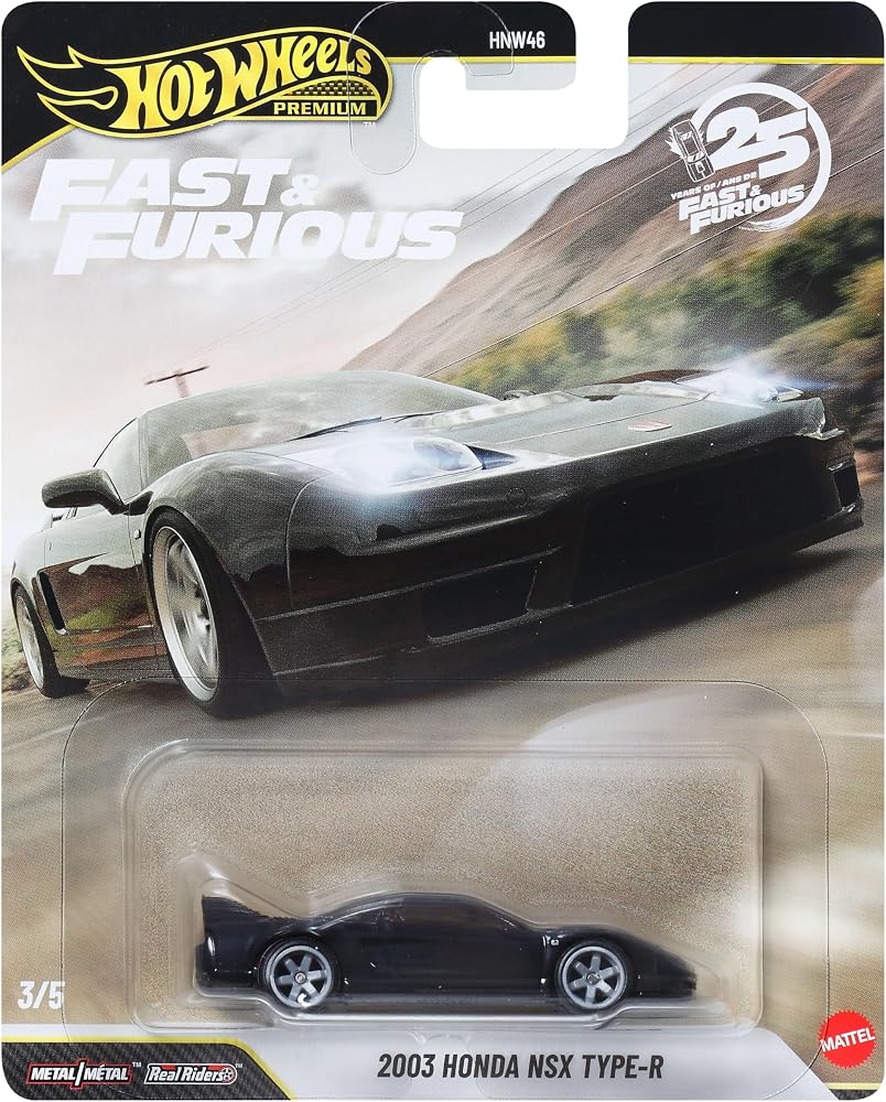 Hot Wheels Premium Fast & Furious 2003 Honda NSX Type-R, Die-Cast Model, JHW75 - HNW46 Koleksiyonluk Araba, Metal/Real Riders